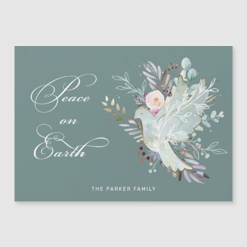 Elegant Artistic Floral Peace on Earth Dove