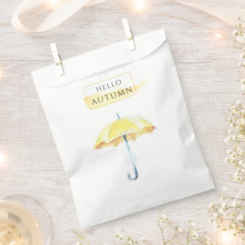 Elegant  Artistic Golden Autumn Umbrella Drawing Favor Bag