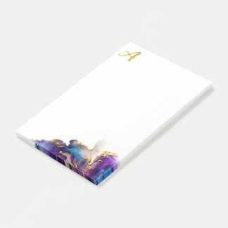 Elegant artistic golden ink monogram post-it notes