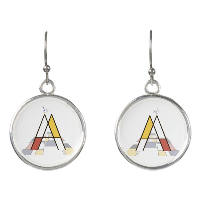 Elegant artistic letter monogram. Letter A Earrings (Front)