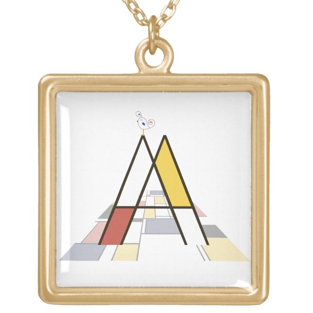 Elegant artistic letter monogram. Letter A Gold Plated Necklace (Front)
