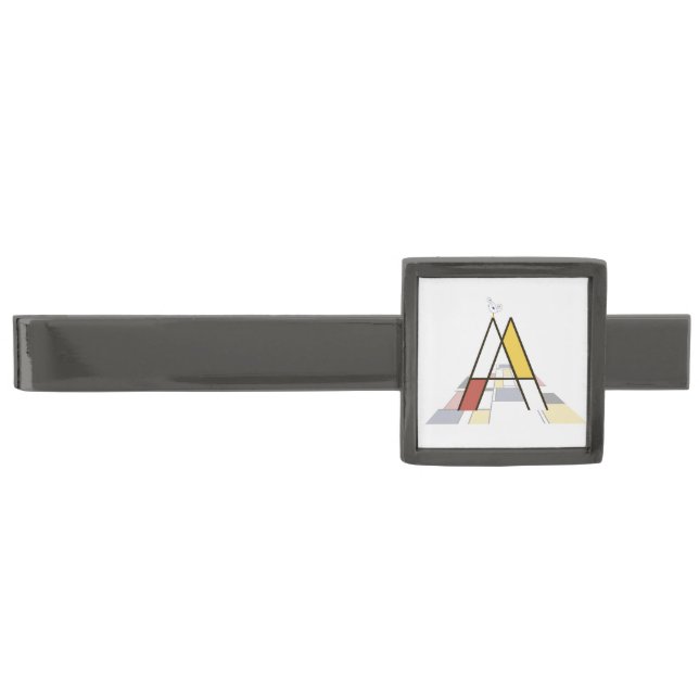 Elegant artistic letter monogram. Letter A Gunmetal Finish Tie Bar (Front)