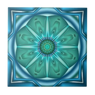 Elegant Artistic Teal Geometric Bathroom Tile