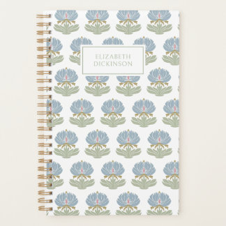 Elegant Arts & Crafts Inspired Blue Green Floral Planner
