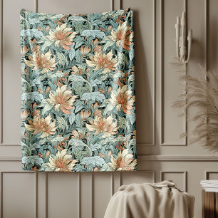 Elegant Arts & Crafts William Morris Inspired Fleece Blanket