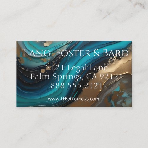 Elegant artsy abstract teal gold business card