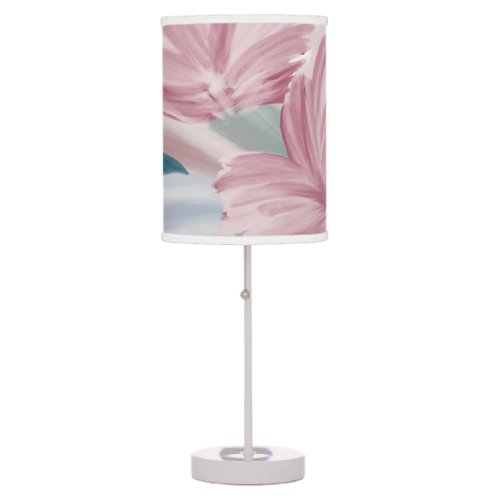 Elegant Artsy Pink Blue Silver Acrylic Floral Table Lamp