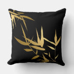 Elegant Asian Black Gold Bamboo 1 Throw Pillow at Zazzle