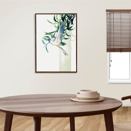 Elegant Asian Flower Watercolor Birds Poster