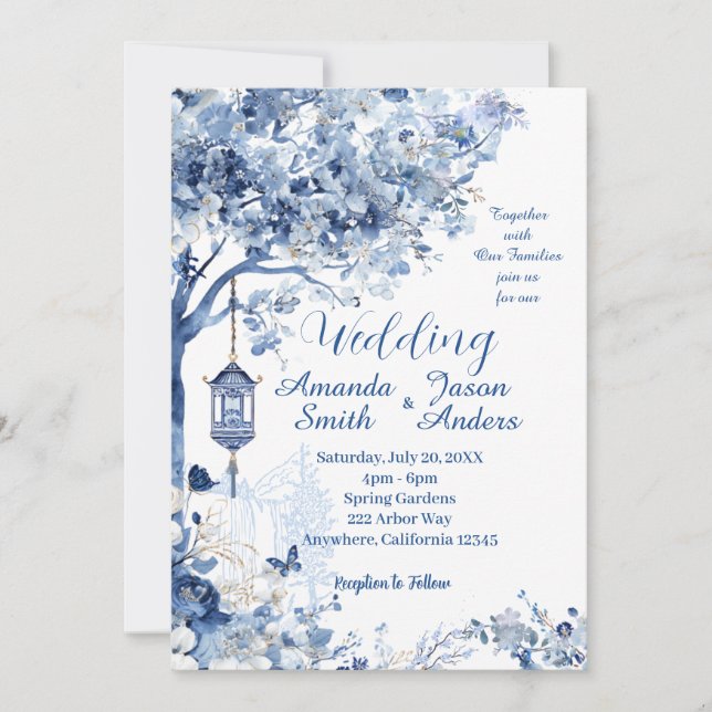 Elegant Asian-Inspired Romantic Wedding Invitation (Front)