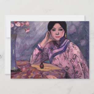 Elegant Asian Lady with a Perfume Bottle Card