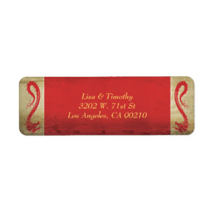 Elegant Asian Theme Red Dragon Wedding Label