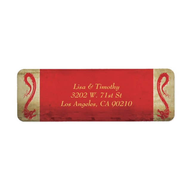 Elegant Asian Theme Red Dragon Wedding  Label (Front)