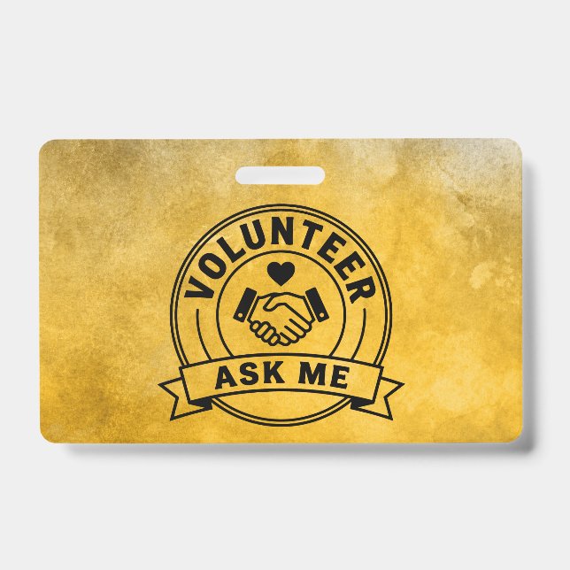 Elegant Ask Me Volunteer Event Staff Badge (Front)