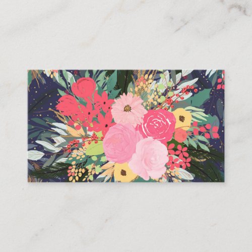 Elegant Astral Aura Winter Floral  Gold Dots Business Card