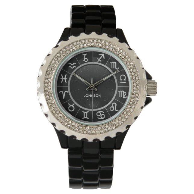 Elegant Astrology Signs - 12 Zodiac Symbols Watch (Front)