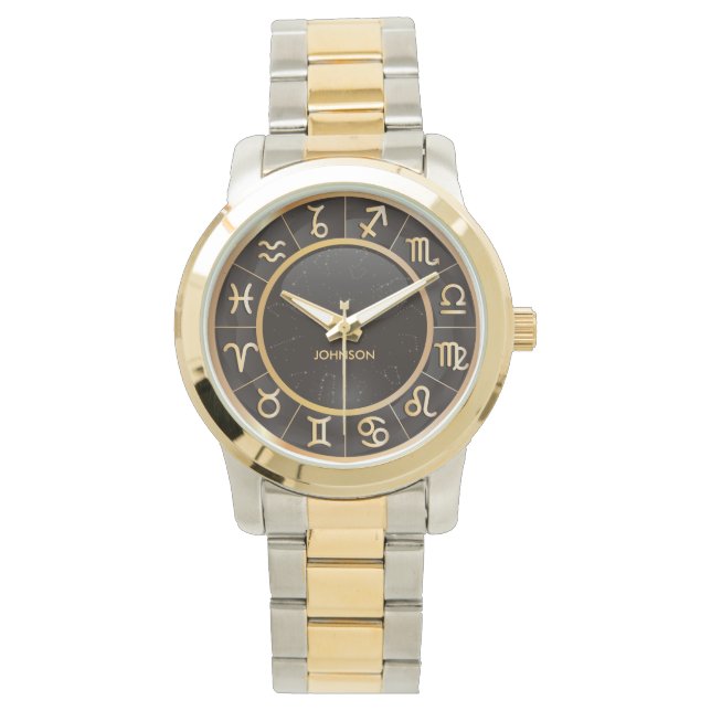 Elegant Astrology Signs - 12 Zodiac Symbols Watch (Front)