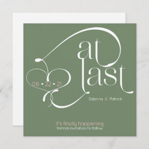 Elegant At Last Dusty Sage Green Save the Date Invitation