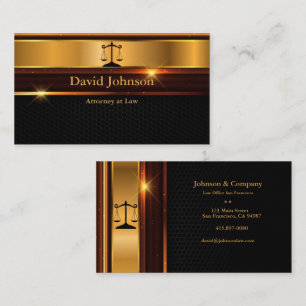Elegant Attorney At Law Black/Gold Business Cards