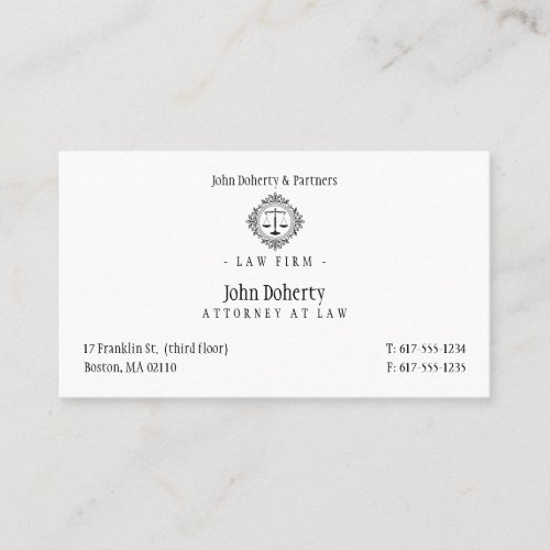 Elegant Attorney at Law  Law Firm Business Card