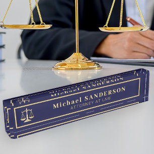 Elegant attorney at law professional gold navy desk name plate