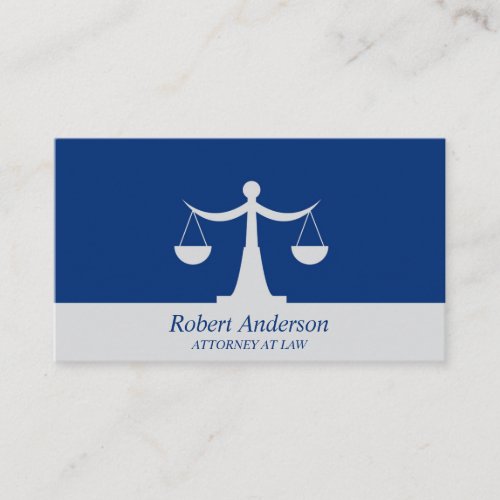 Elegant Attorney at Law Scales of Justice Blue Business Card