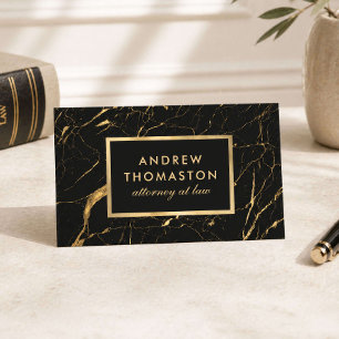 Elegant Attorney Black Gold Marble Business Card