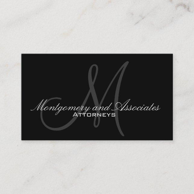 Elegant Attorney Business Cards With Monogram (Front)