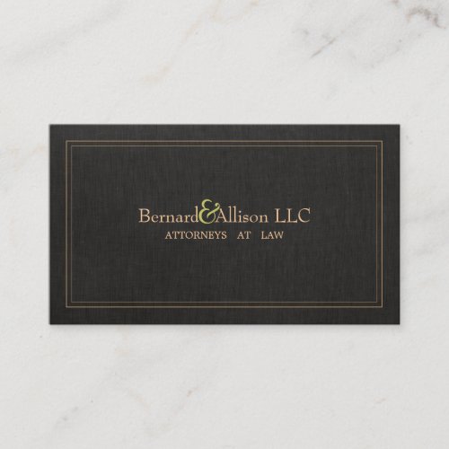 Elegant Attorney Faux Black Linen Business Card