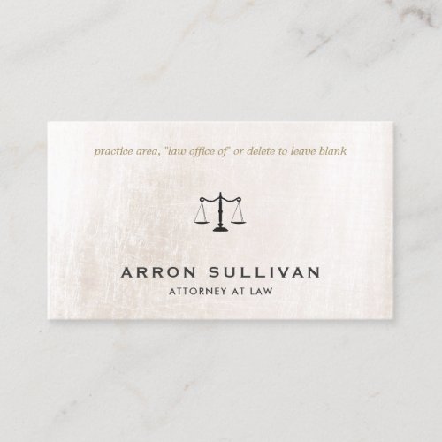 Elegant Attorney Ivory White Marble Business Card