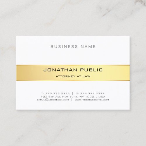 Elegant Attorney Law Office Gold White Template Business Card