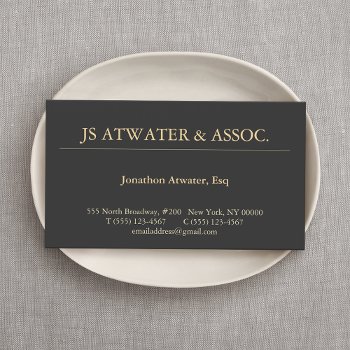 Elegant Attorney Lawyer Professional Black Business Card by sm_business_cards at Zazzle