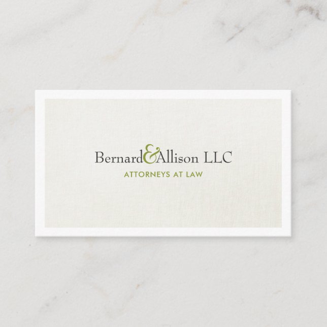 Elegant Attorney Subtle Linen Look Business Card (Front)