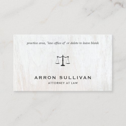 Elegant Attorney White Wood Business Card