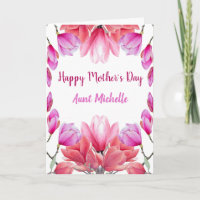 Elegant Aunt Mother's Day Watercolor Floral Card