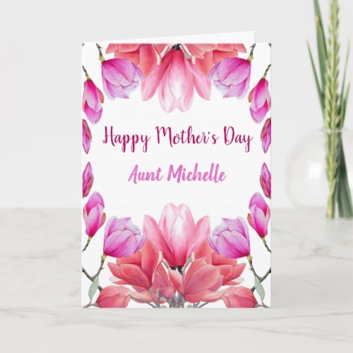 Elegant Aunt Mothers Day Watercolor Floral Card