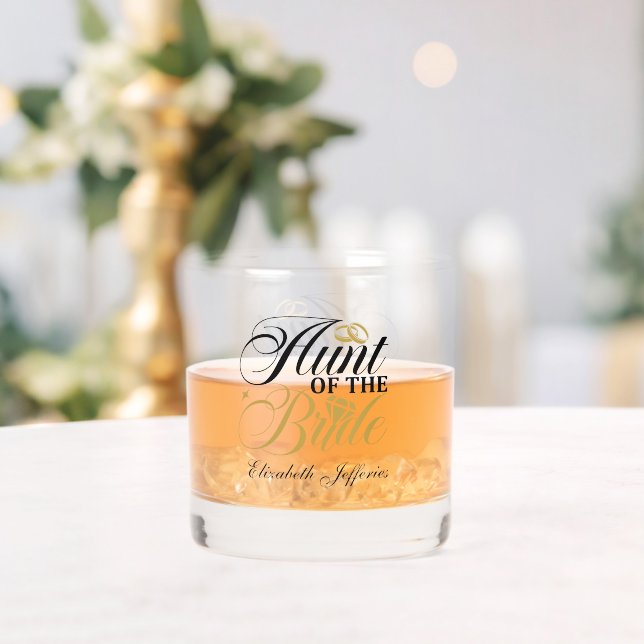 Elegant Aunt of the Bride add name Whiskey Glass (Insitu (Wedding))