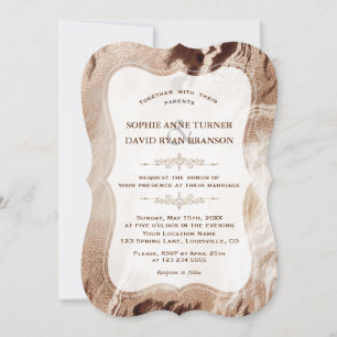 Elegant Aurum Marble Gold Textured Wedding Invitation