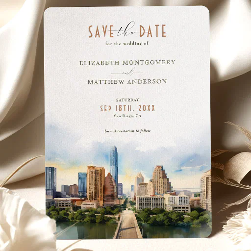 Elegant Austin, Texas Save-the-Date Invitation