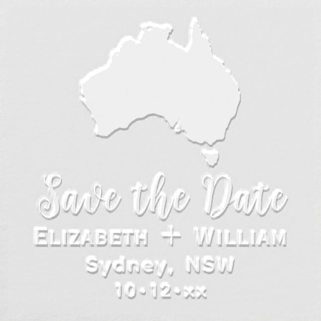 Elegant Australia Map Wedding Save the Date Embosser (Design)