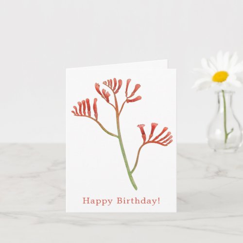 Elegant Australian Kangaroo Paw Birthday Card