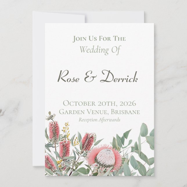 Elegant Australian Native Floral Invitation (Front)