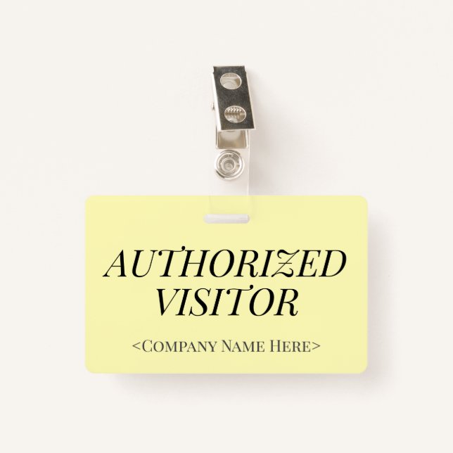 Elegant "AUTHORIZED VISITOR" Badge (Front with Clip)
