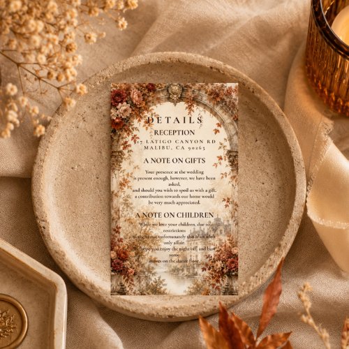 Elegant Autumn Arch Wedding Enclosure Card