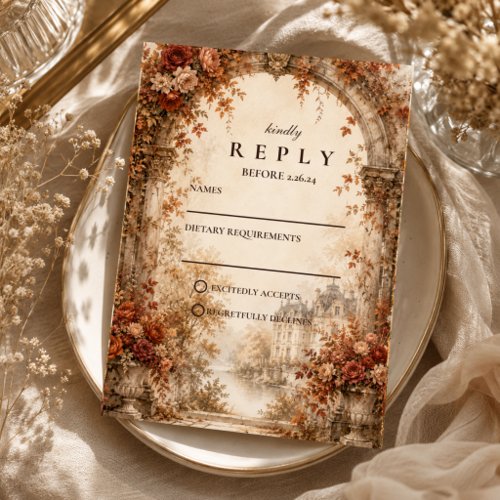 Elegant Autumn Arch Wedding RSVP Card