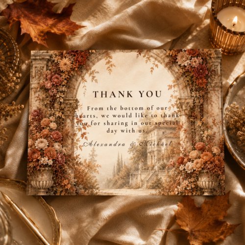 Elegant Autumn Arch Wedding Thank You Card