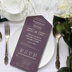Elegant Autumn Aubergine Grey Minimalist Email All In One Invitation