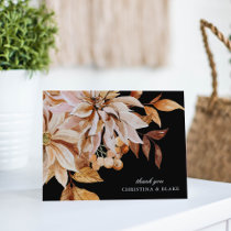 Elegant Autumn Black Floral Wedding Thank You