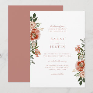 Elegant Autumn Botanical Floral Wedding Invitation