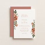 Elegant Autumn Botanical Floral Wedding Invitation<br><div class="desc">Elegant botanical Autumn floral arrangements,  wedding invitation. Modern and simple typography design style template in dusty rose. Back of card features coordinating solid dusty rose color.</div>